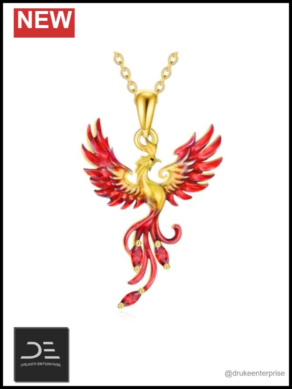925 Sterling Silver Phoenix Pendant Necklace Birthstone Jewelry Women Gift